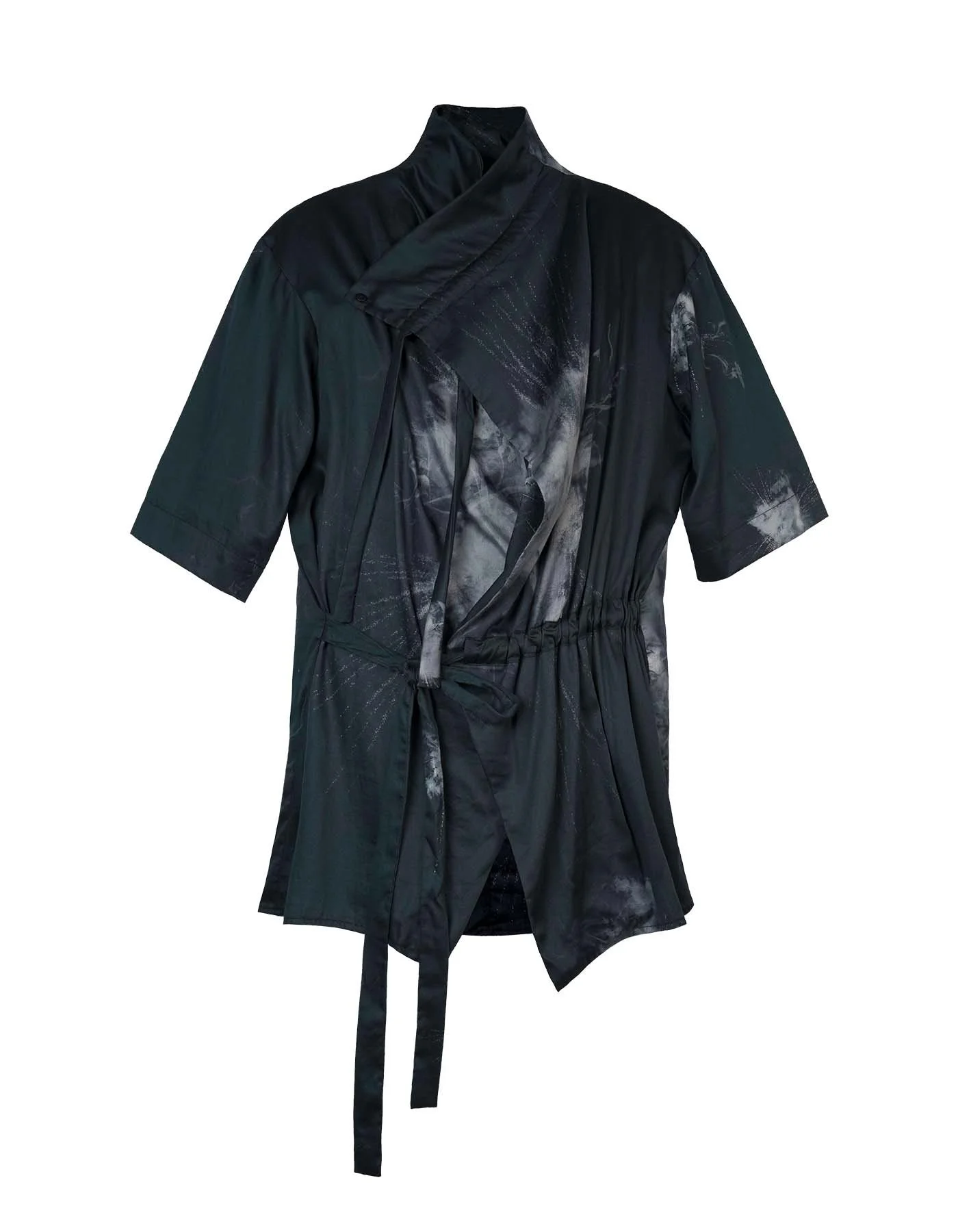 INF Kimono Style Deconstructed Shirt With Short Sleeves — INF